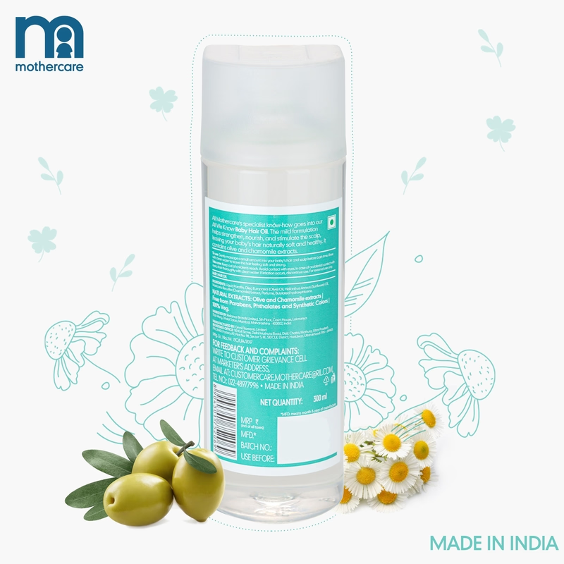 Mothercare All We Know Baby Hair Oil 300ml - Transparent-1