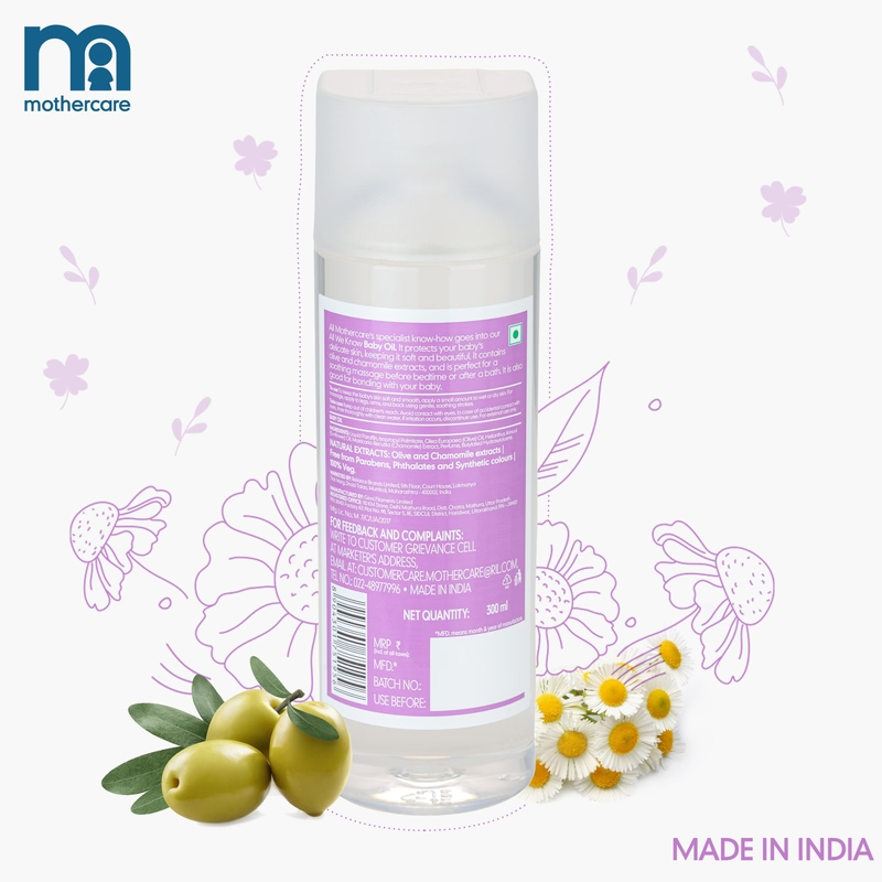 Mothercare All We Know Baby Oil 300ml - Transparent